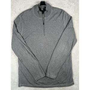 Eddie Bauer Mens Large Tall Quarter 1/4 Zip Sweater Gray Merino Wool Blend TL